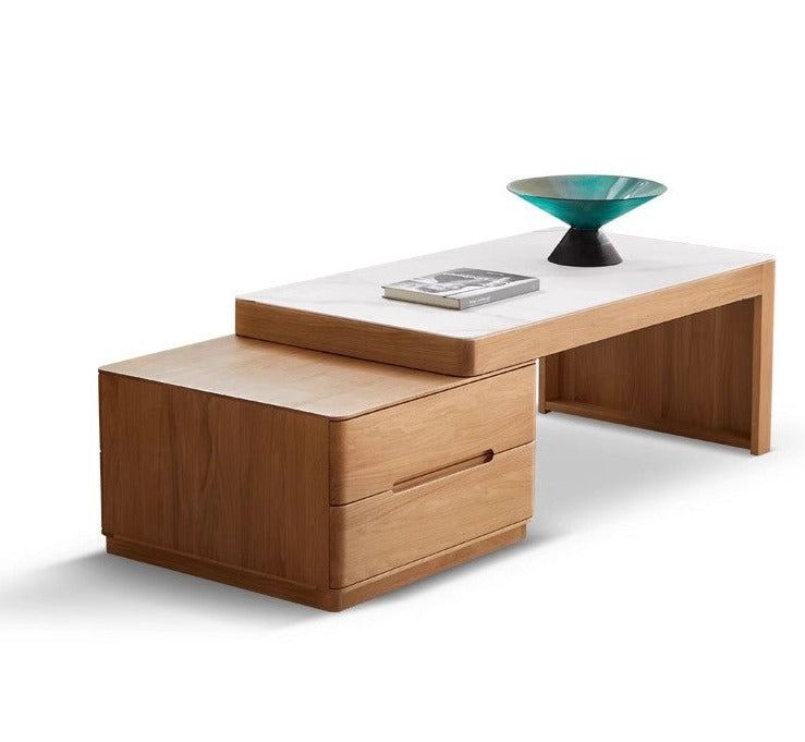 Oak Solid wood retractable slate coffee table "