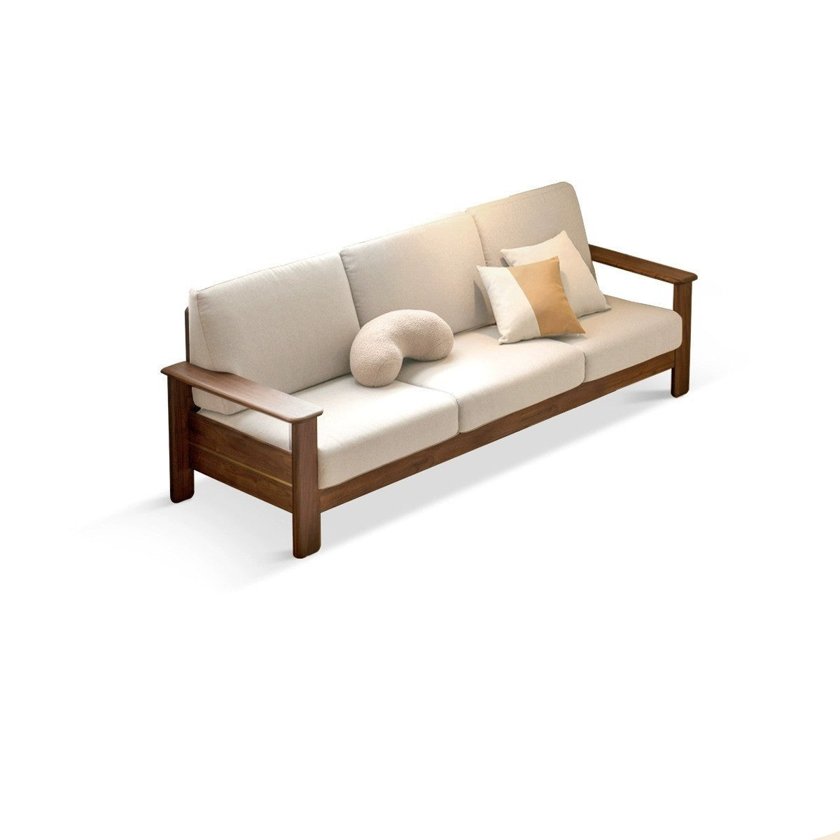 Black walnut solid wood Nordic large-sized high-back sofa"