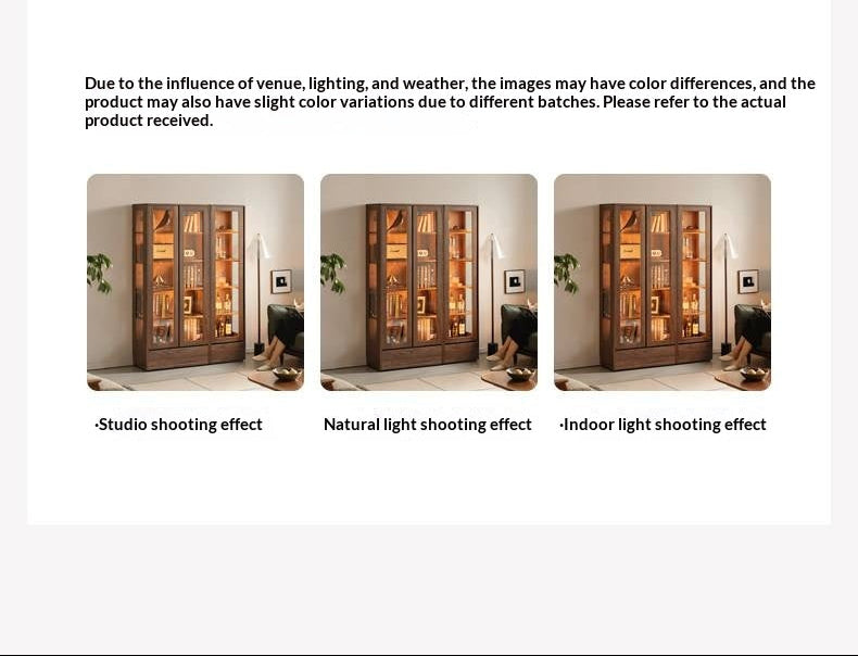 Black Walnut, Ash Solid Wood Modern Study Glass Bookcase