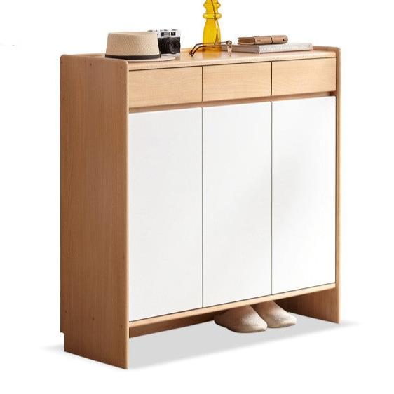 Poplar Solid Wood Shoe Small Unit White Entry Cabinet