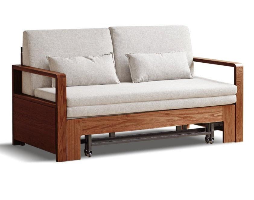 Oak solid wood sofa bed modern multifunctional