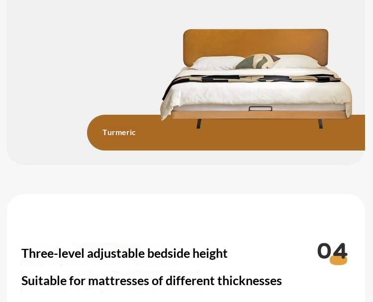 Beech Solid Wood Upholstered Bed — Retro Style with Floating Design, Luminous Light, Luxury Finish