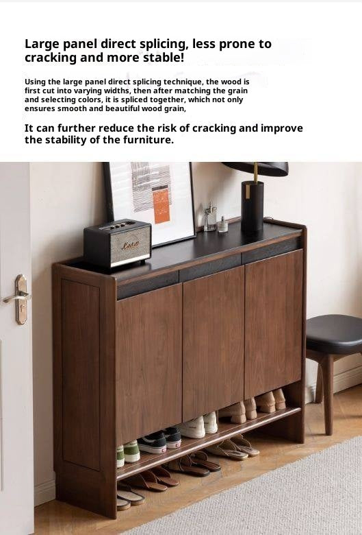 Black Walnut, Oak Solid Wood Italian Style Light Luxury Shoe Cabinet