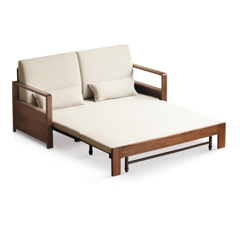 Black Walnut Solid Wood Folding Sofa Bed