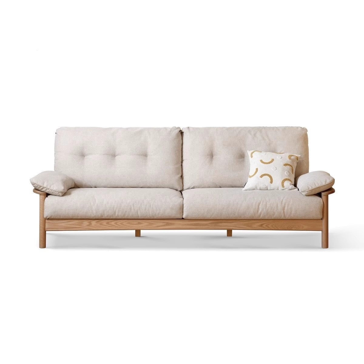 Oak solid wood fabric sofa modern