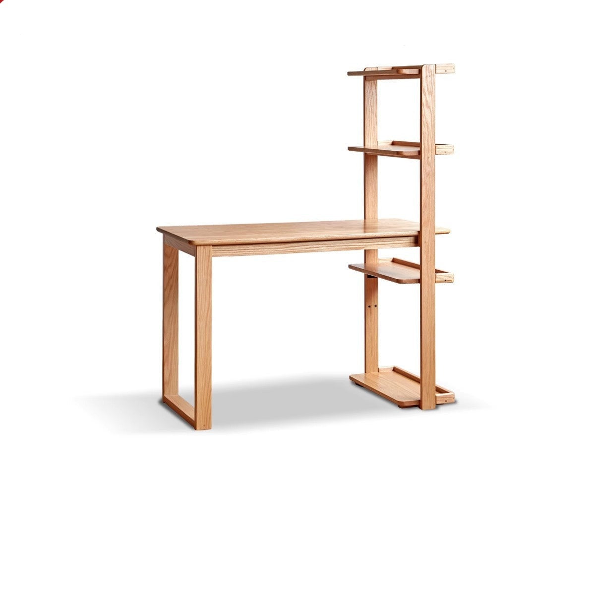 Oak Solid wood corner desk bookshelf integrated -