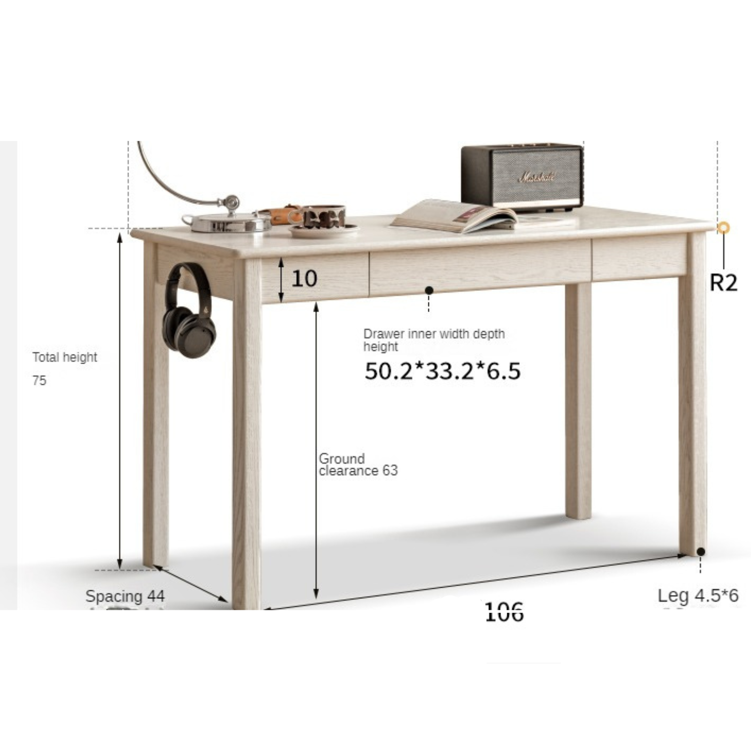 Oak solid wood Cream style Office desk-