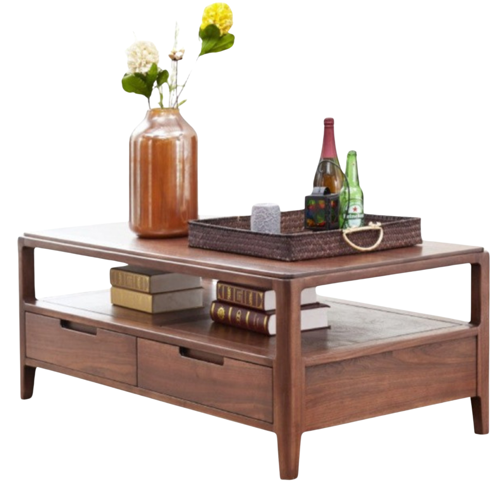 Black Walnut solid wood Four drawer сoffee table