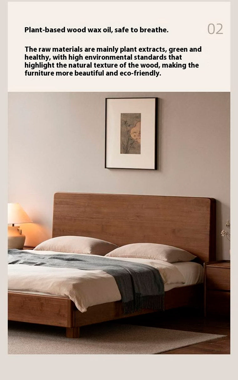 Black Walnut Solid Wood Italian Light Luxury Luminous Bed