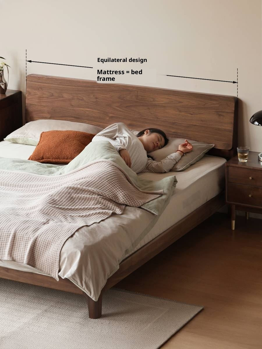 North American Black Walnut, Oak, Catalpa Solid Wood Modern Minimalist Bed