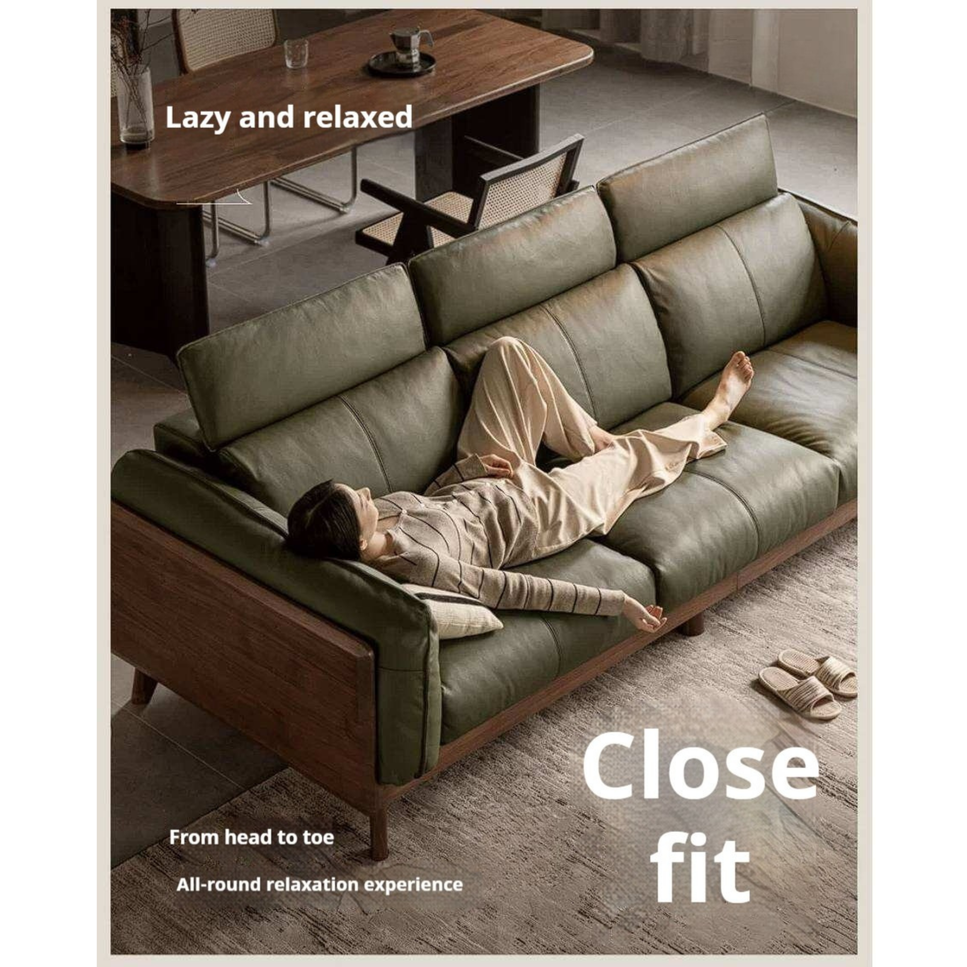 Black Walnut Solid Wood Sofa Genuine leather, fabric with Italian Light Luxury high back Design