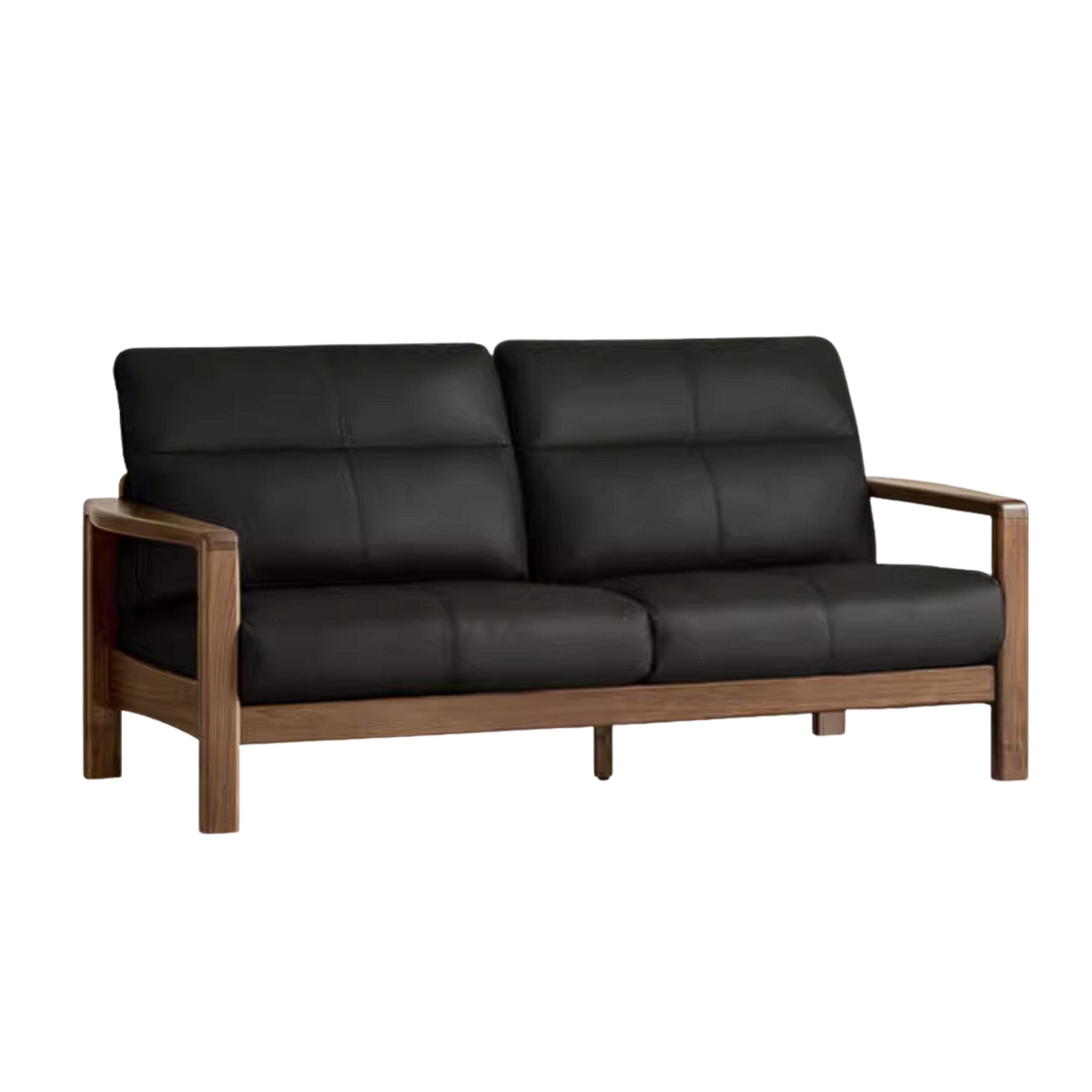 Black Walnut Solid Wood Sofa Genuine Leather with Luxury Design