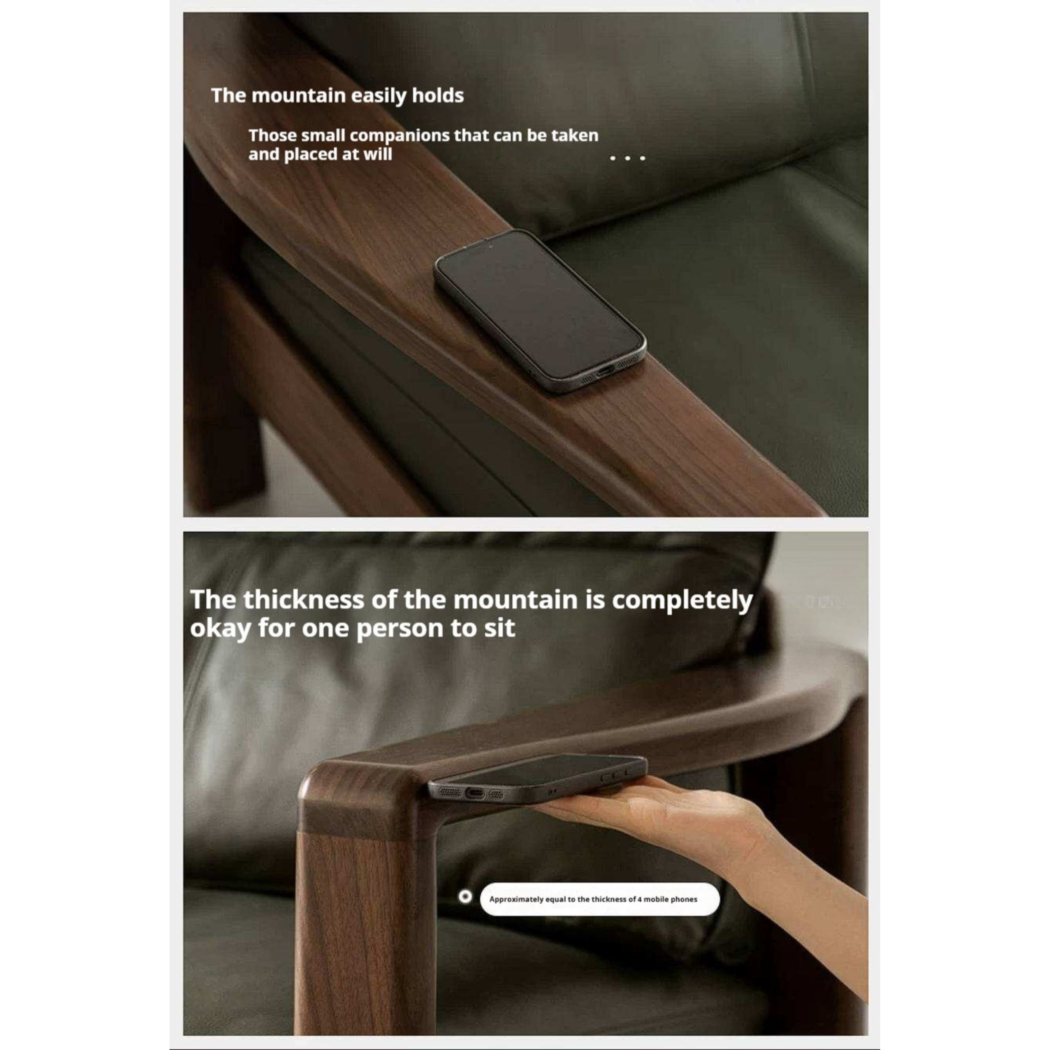 Black Walnut Solid Wood Sofa Genuine Leather with Luxury Design