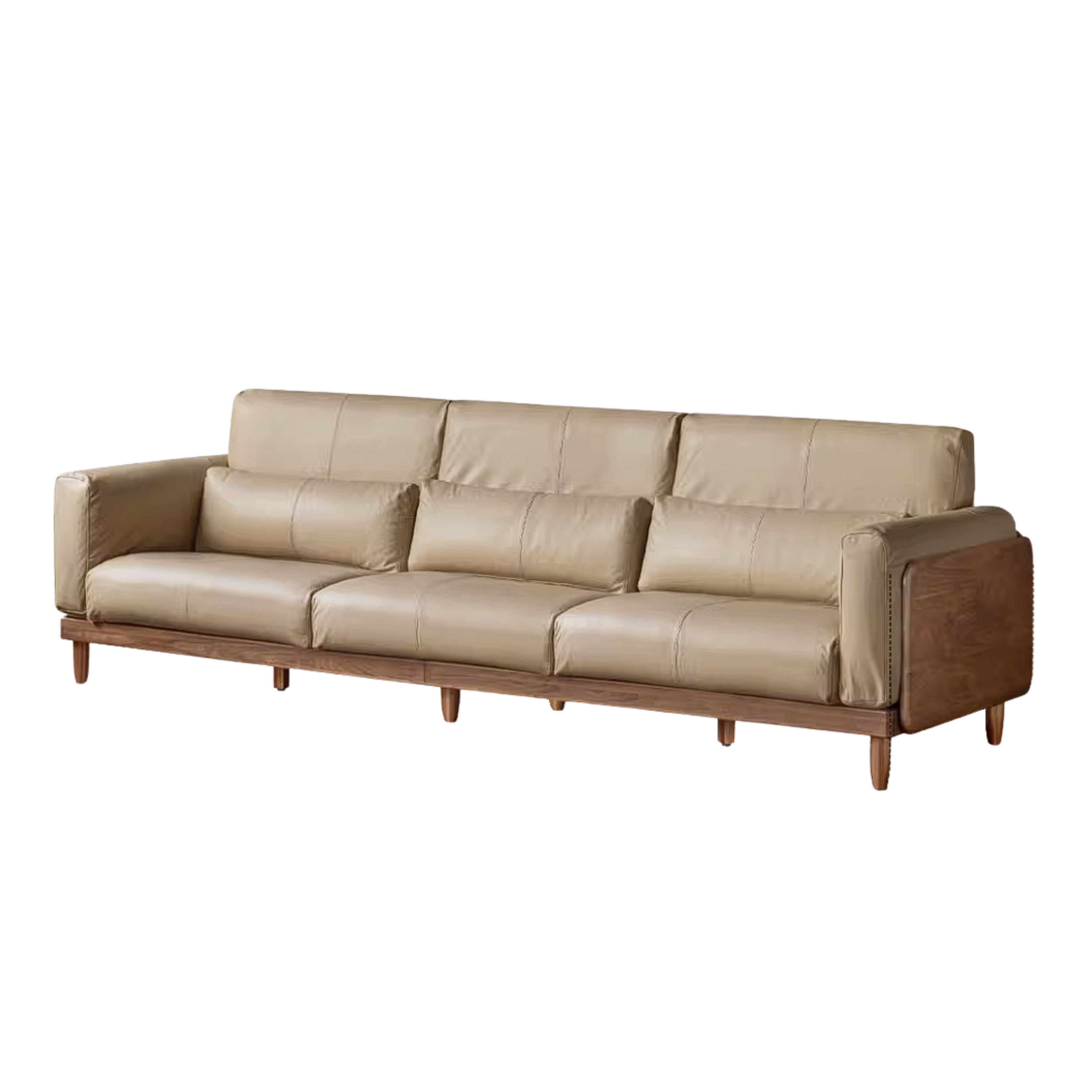 Black Walnut, Golden Sandalwood Solid Wood Sofa with Extra-Deep Seat