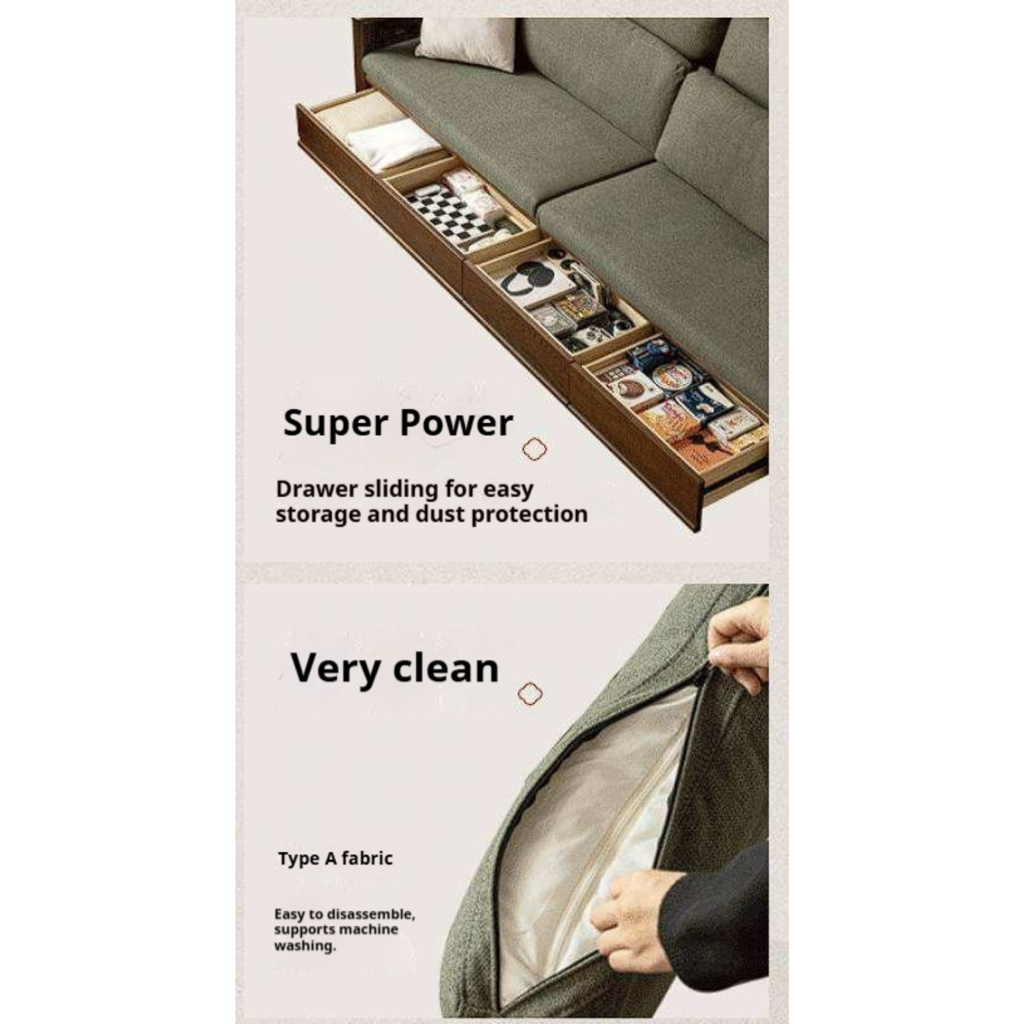 Oak Solid Wood Sofa with Storage Function Design