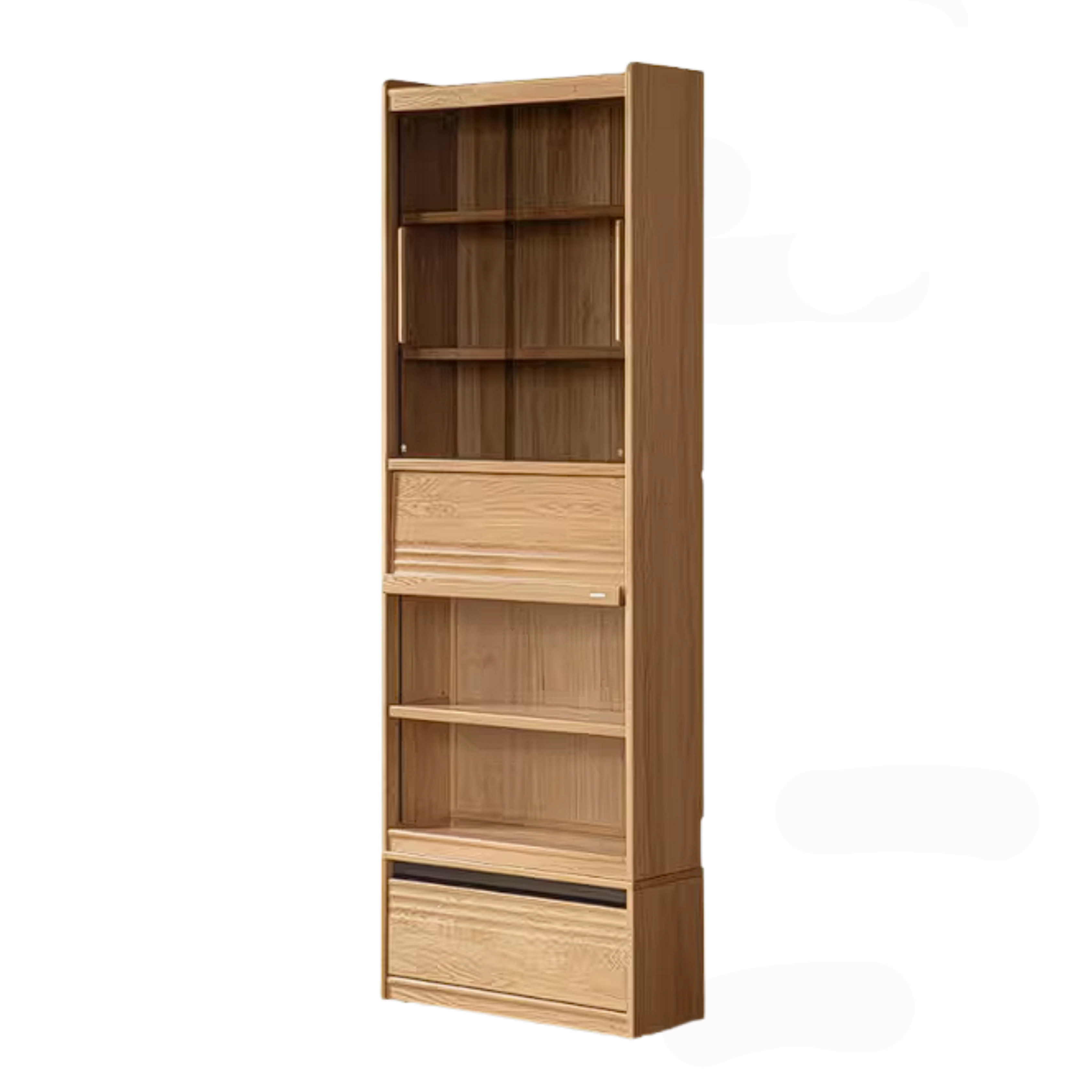 Oak Solid Wood Bookshelf with Integrated Booth Seating