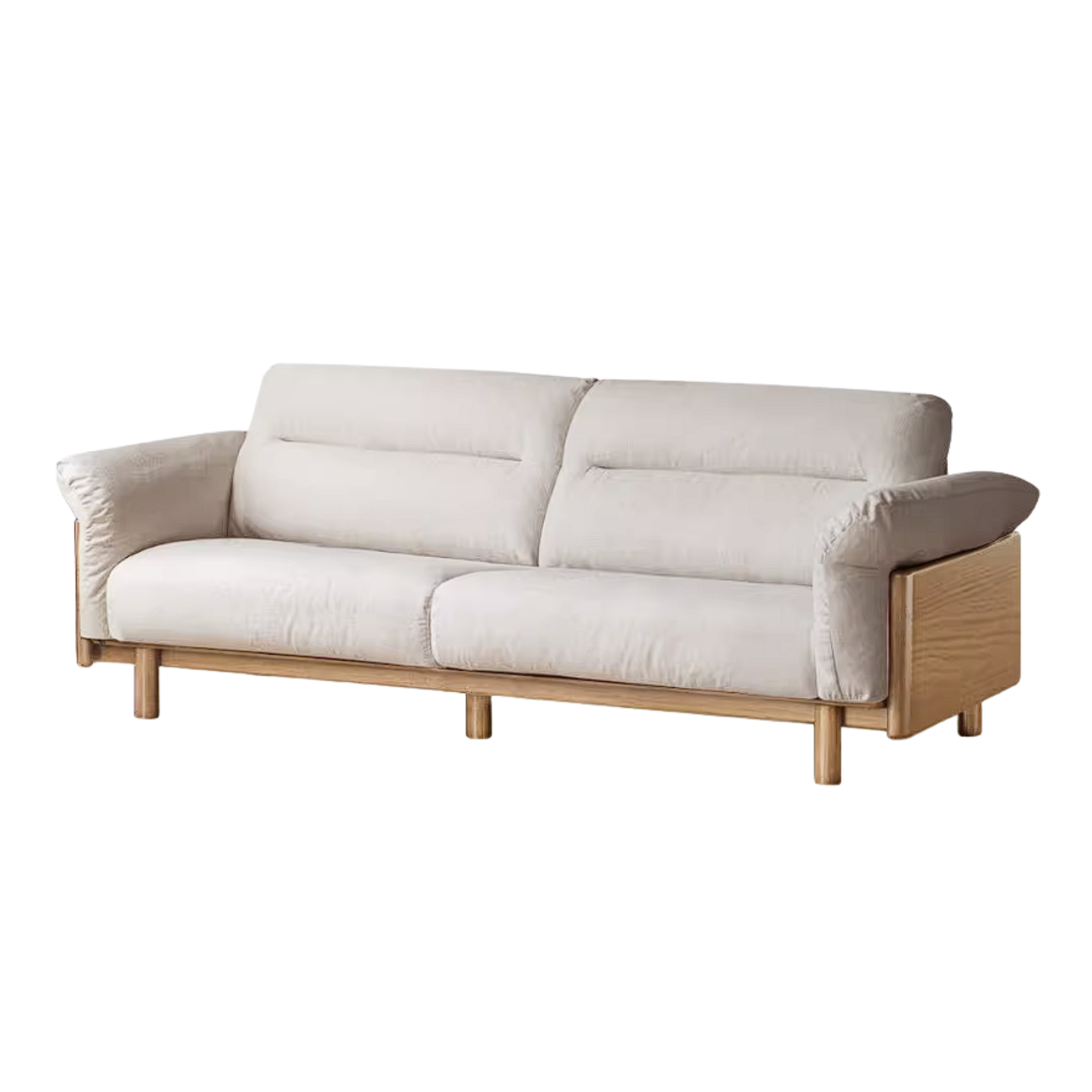 Oak Solid Wood Sofa with Wide Track Arms Genuine leather, fabric, removable and washable