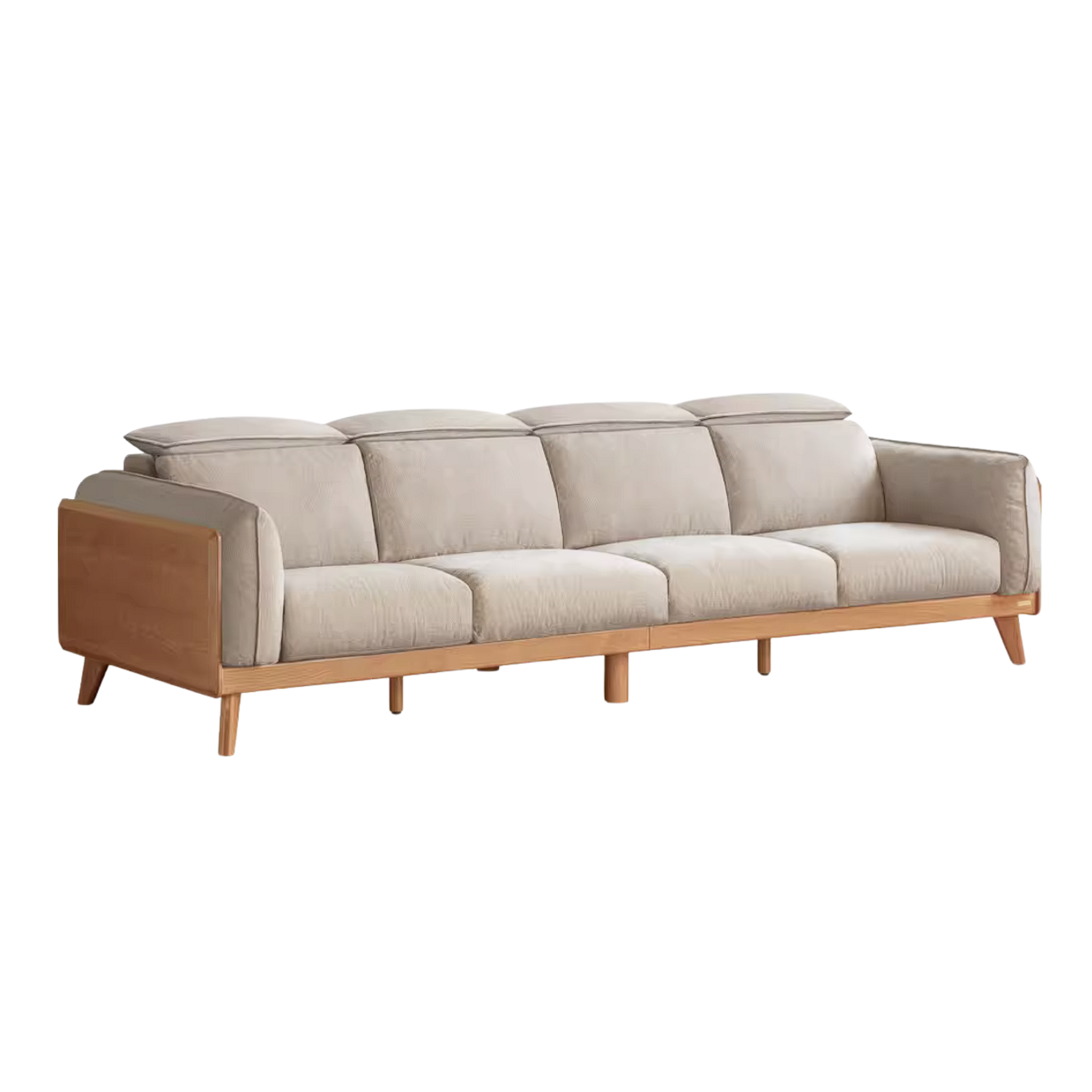 Cherry Wood Solid Wood Sofa Adjustable Headrest Genuine leather, fabric