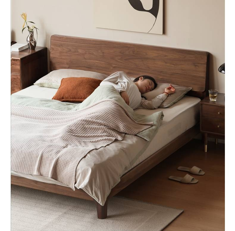 North American Black Walnut, Oak, Catalpa Solid Wood Modern Minimalist Bed