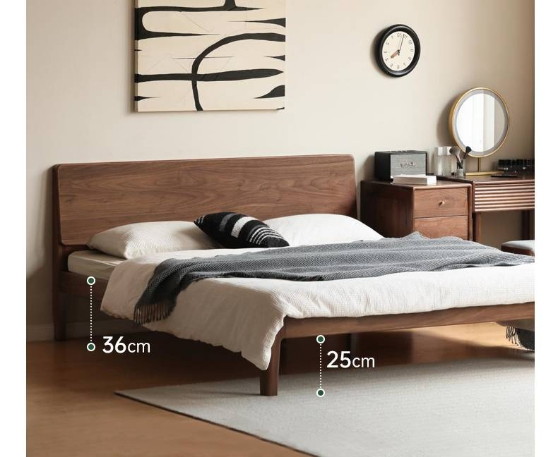 North American Black Walnut, Oak, Catalpa Solid Wood Modern Minimalist Bed