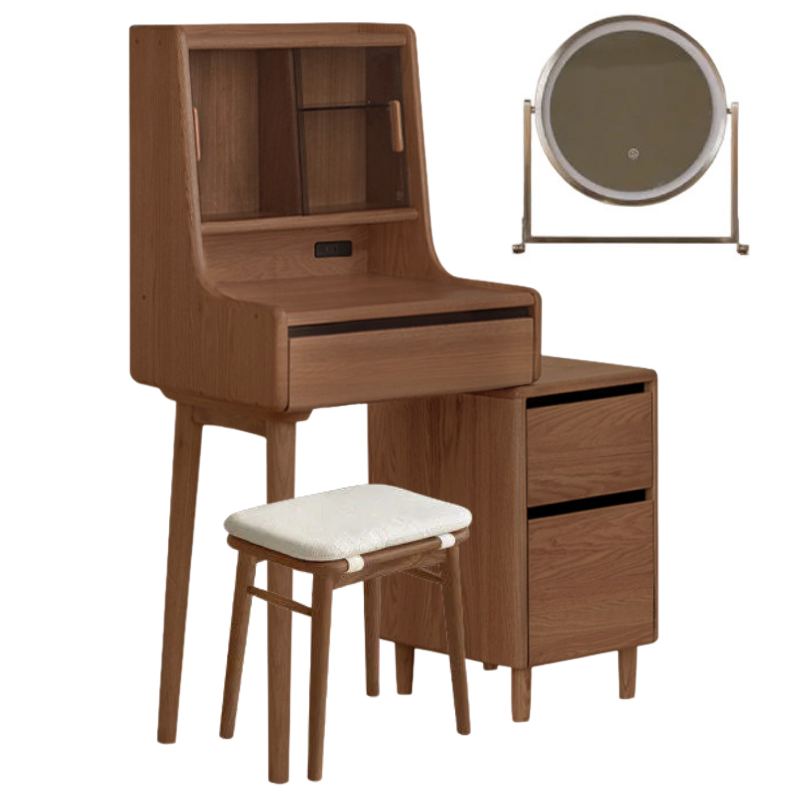 Ash Solid Wood Lighted Vanity Table.