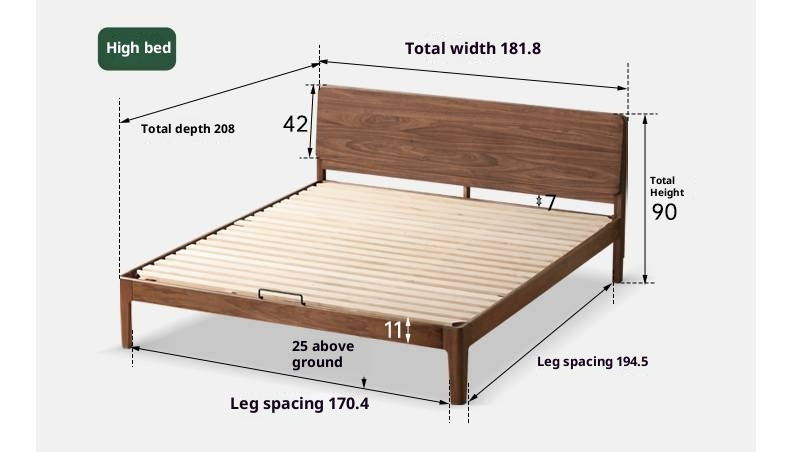North American Black Walnut, Oak, Catalpa Solid Wood Modern Minimalist Bed