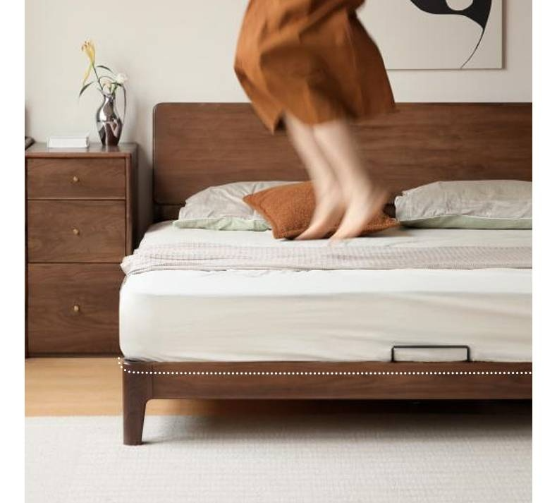 North American Black Walnut, Oak, Catalpa Solid Wood Modern Minimalist Bed