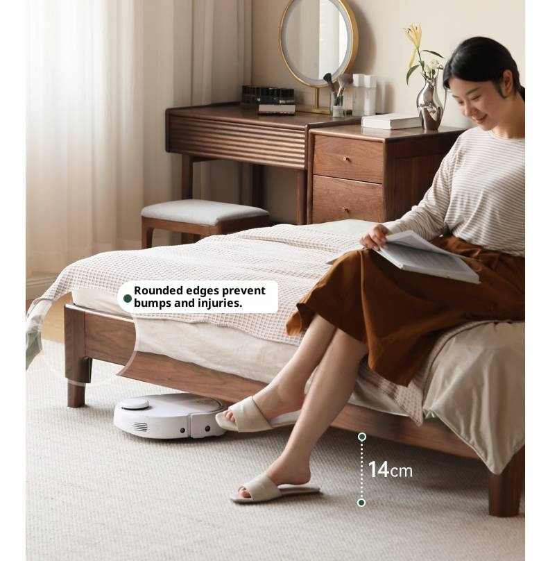 North American Black Walnut, Oak, Catalpa Solid Wood Modern Minimalist Bed