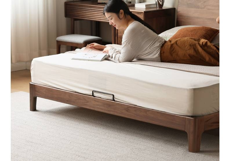 North American Black Walnut, Oak, Catalpa Solid Wood Modern Minimalist Bed
