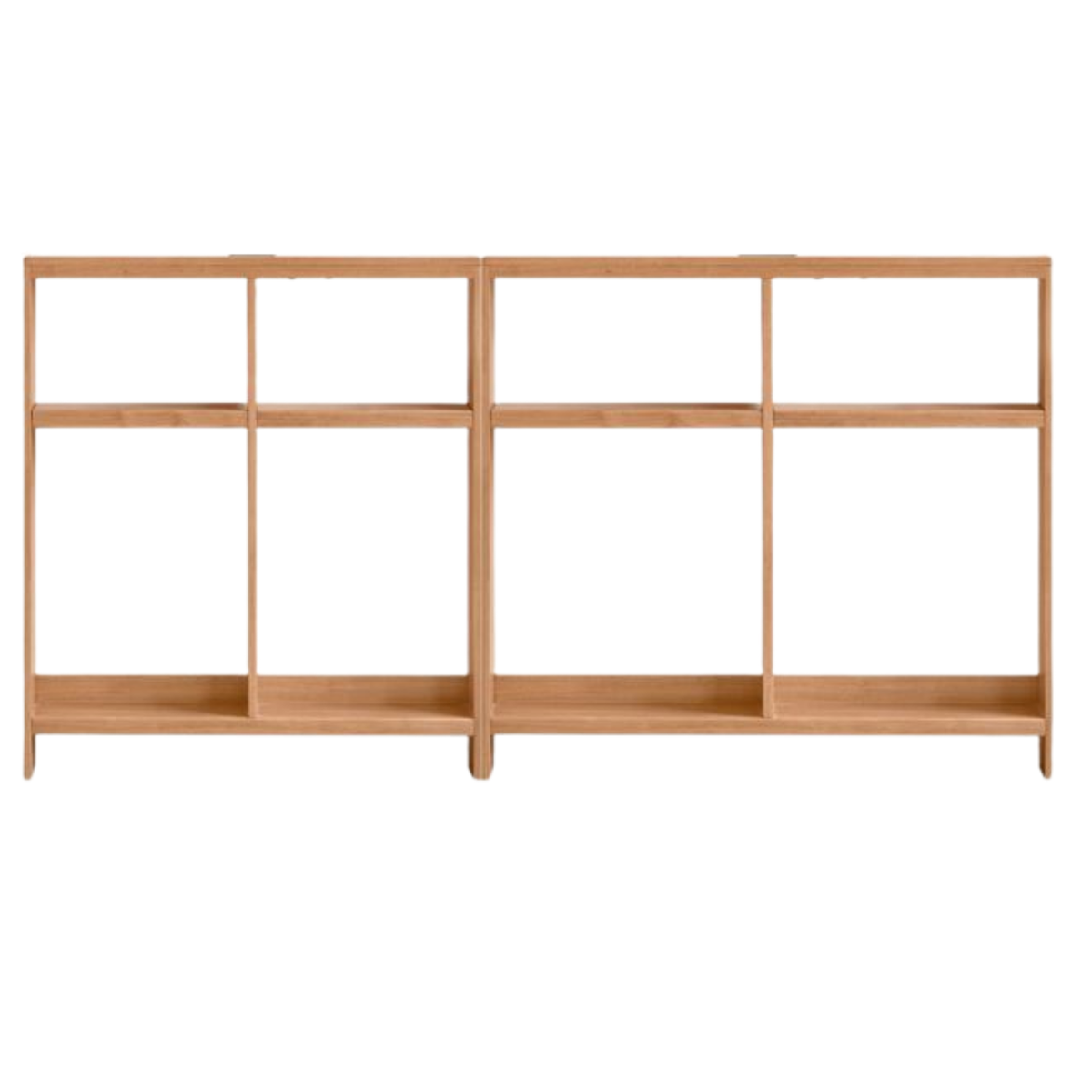 Solid RubberWood Sofa Back Console Table with Open Storage Shelves