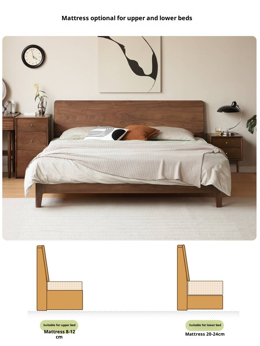 North American Black Walnut, Oak, Catalpa Solid Wood Modern Minimalist Bed