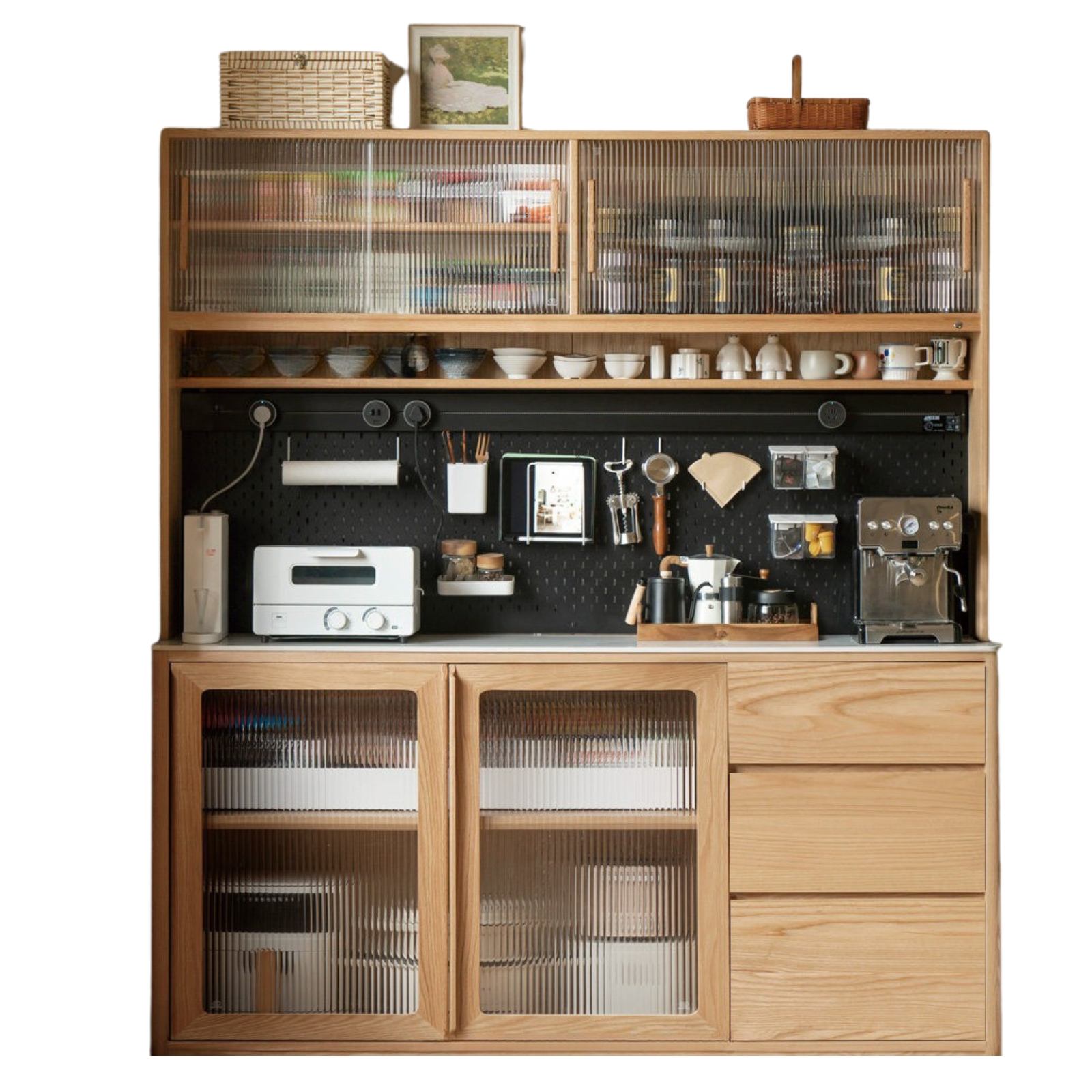 Ash Solid Wood White Wax Rock Plate Sideboard