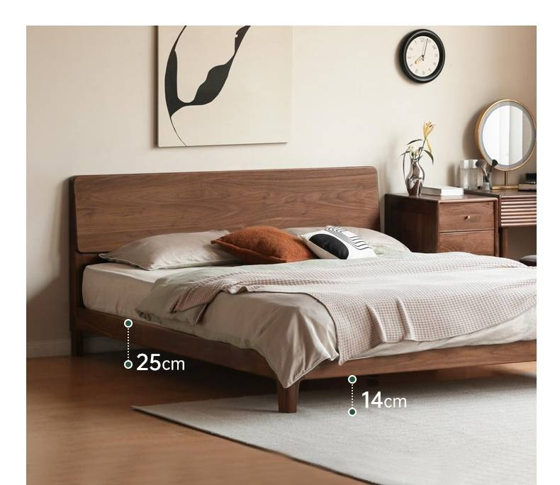 North American Black Walnut, Oak, Catalpa Solid Wood Modern Minimalist Bed