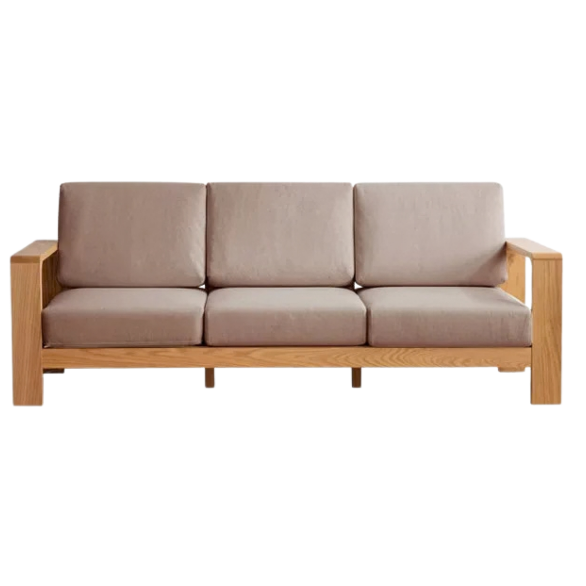 Oak Solid Wood Modern Fabric Sofa.