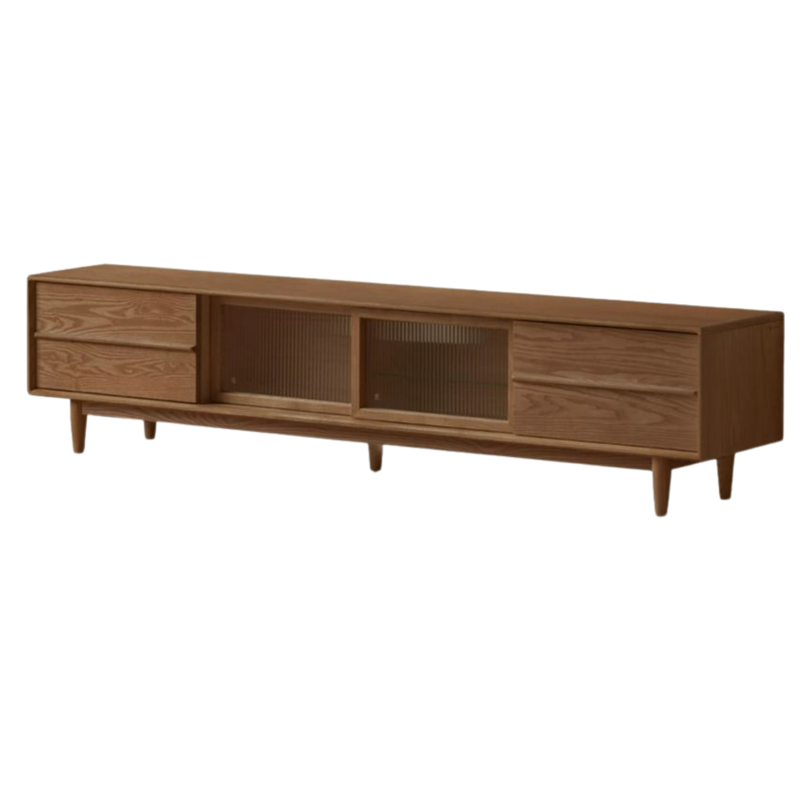 Black Walnut, Ash Solid Wood, Solid Longan Hardwood TV Cabinet with Sliding Door Storage