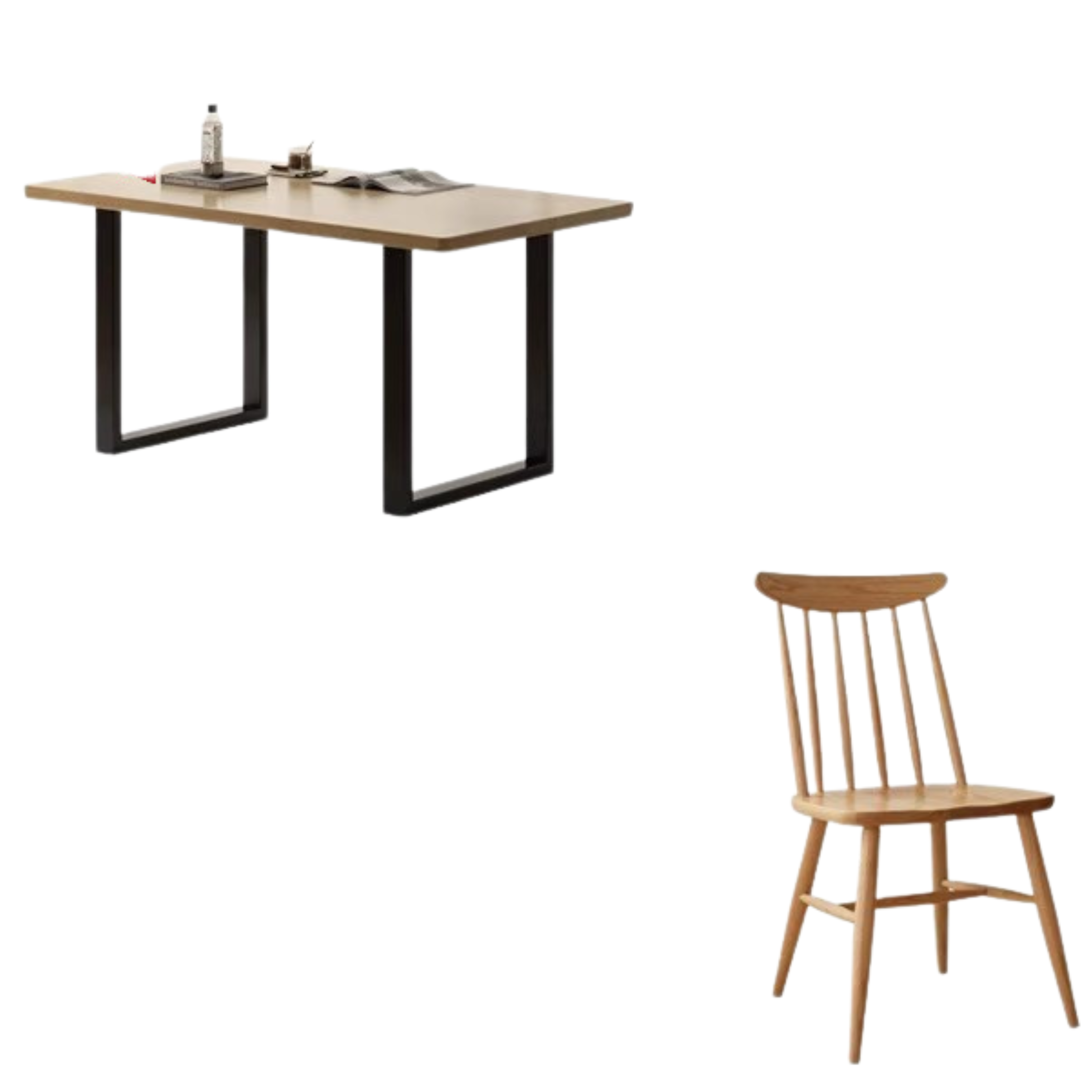 Oak solid wood dining table American industrial style