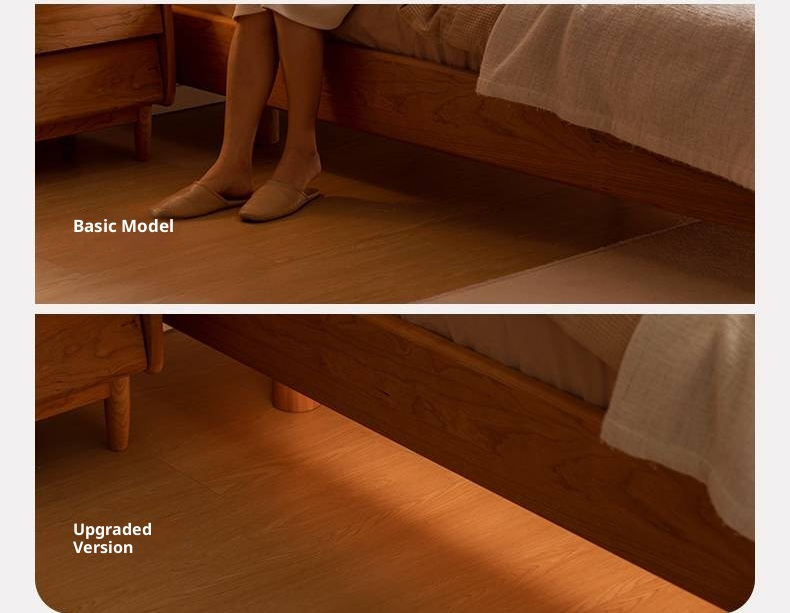 Cherry Solid Wood Bed Modern Style