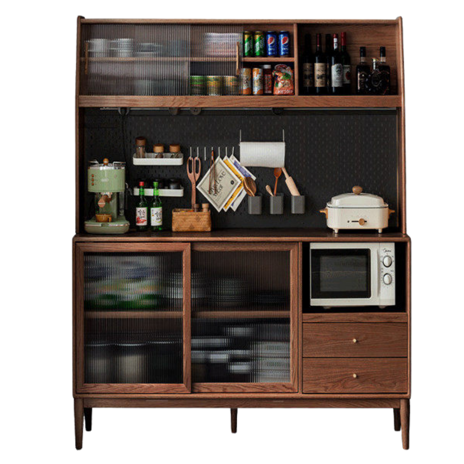 Ash Solid Wood Sideboard High Wine Cabinet Buffet