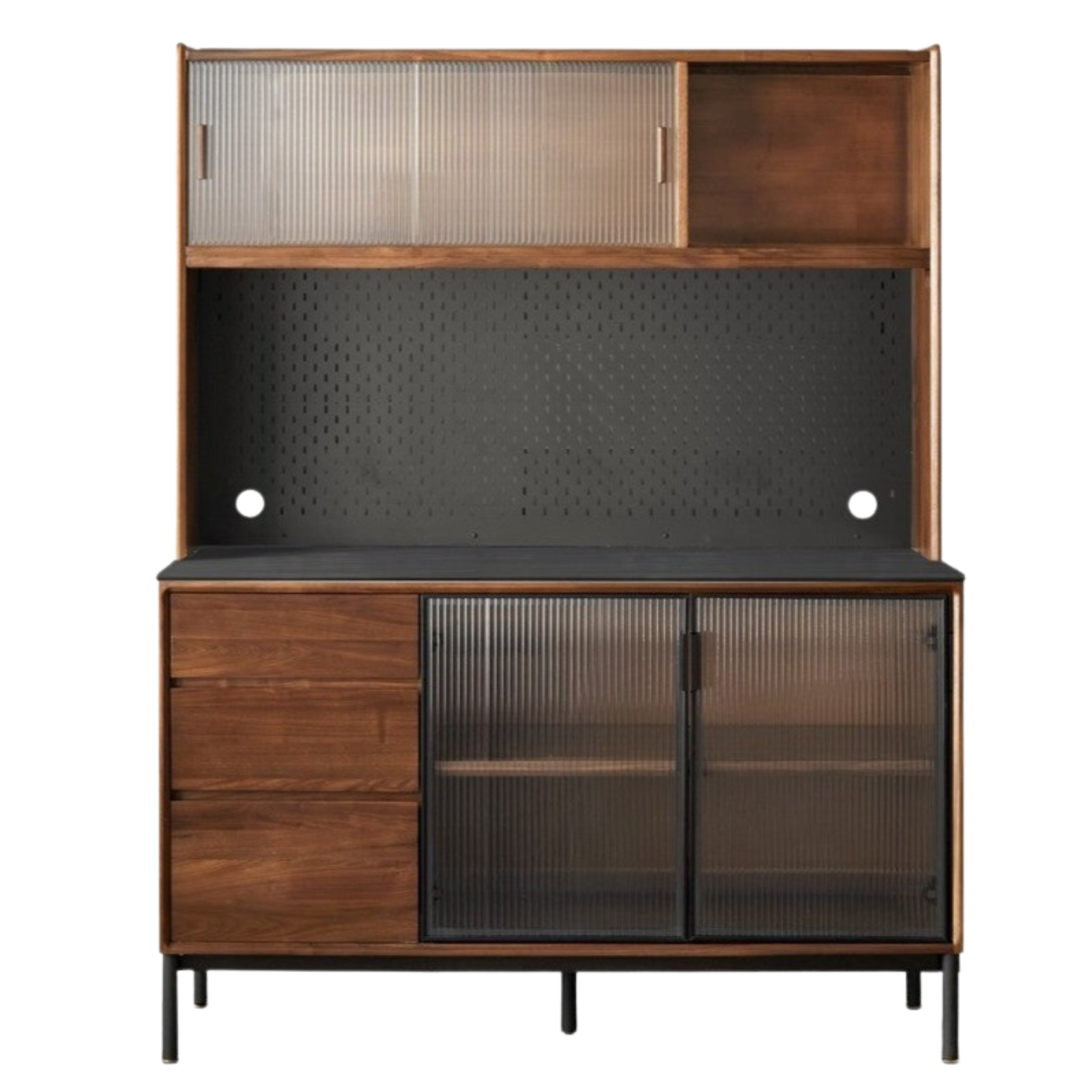 Black Walnut Solid Wood, Sandalwood Rock Sideboard Buffet Cabinet