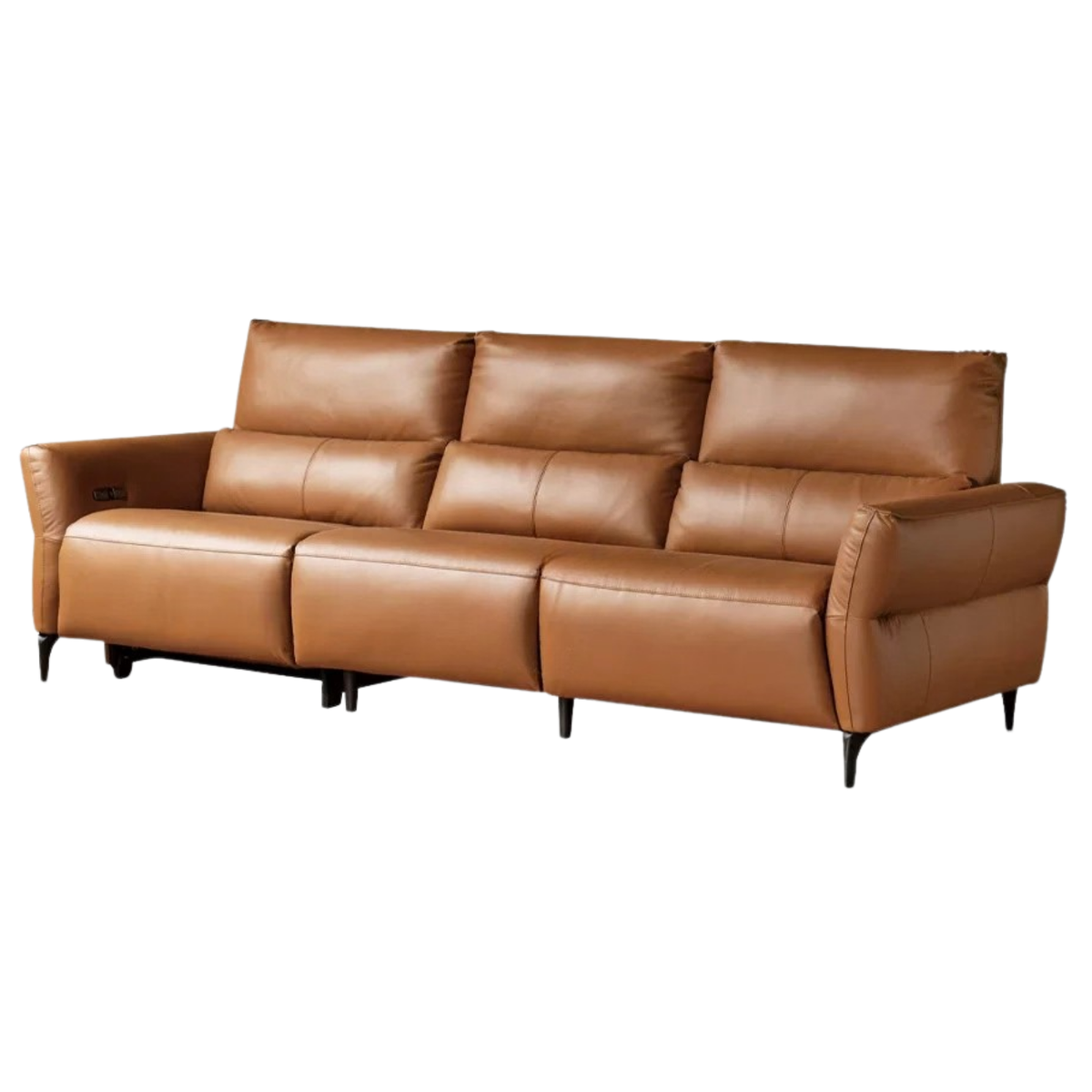 Genuine Leather Power Reclining Sofa with High Back, Single or Dual Power Recliners & USB Charging