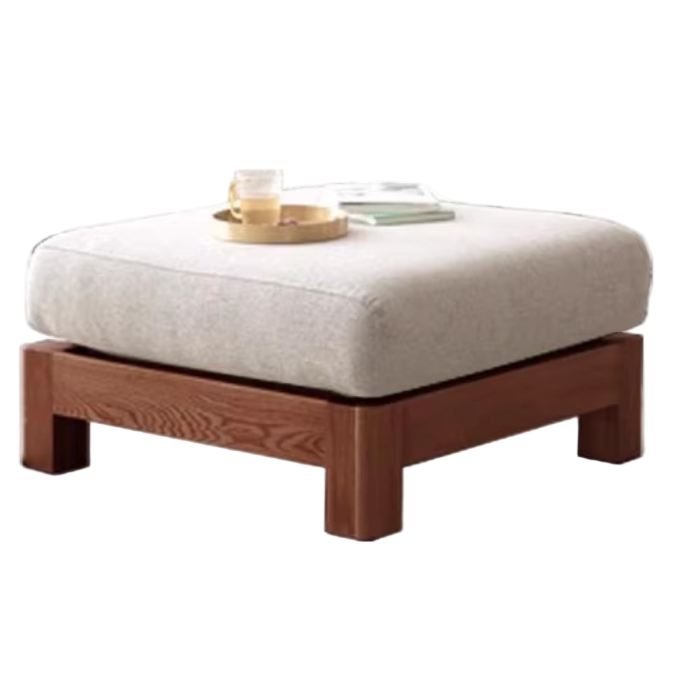 Ash, Oak, Black Walnut Solid Wood  Fabric Footstool