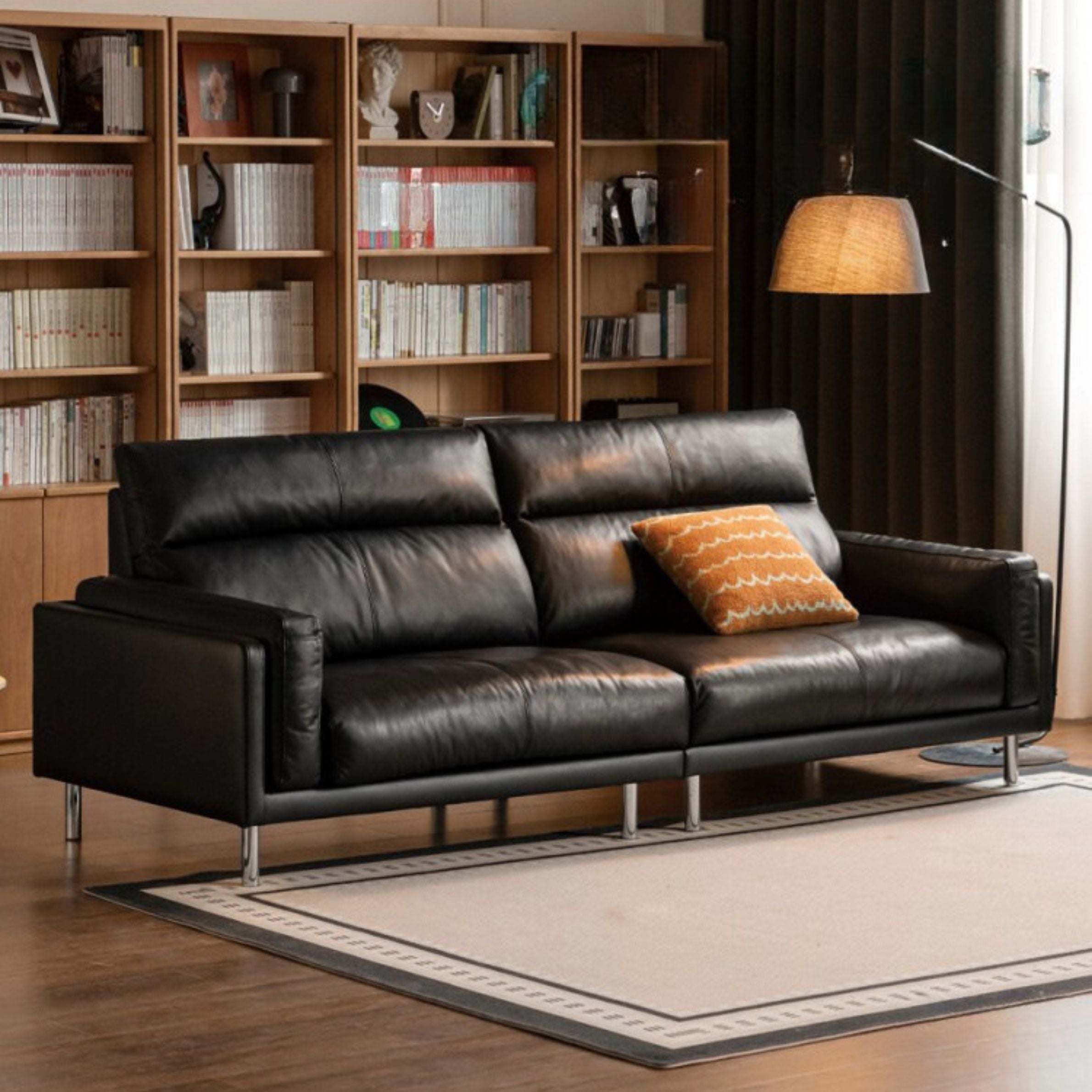 Italian Luxury Leather Sofa  High-Back