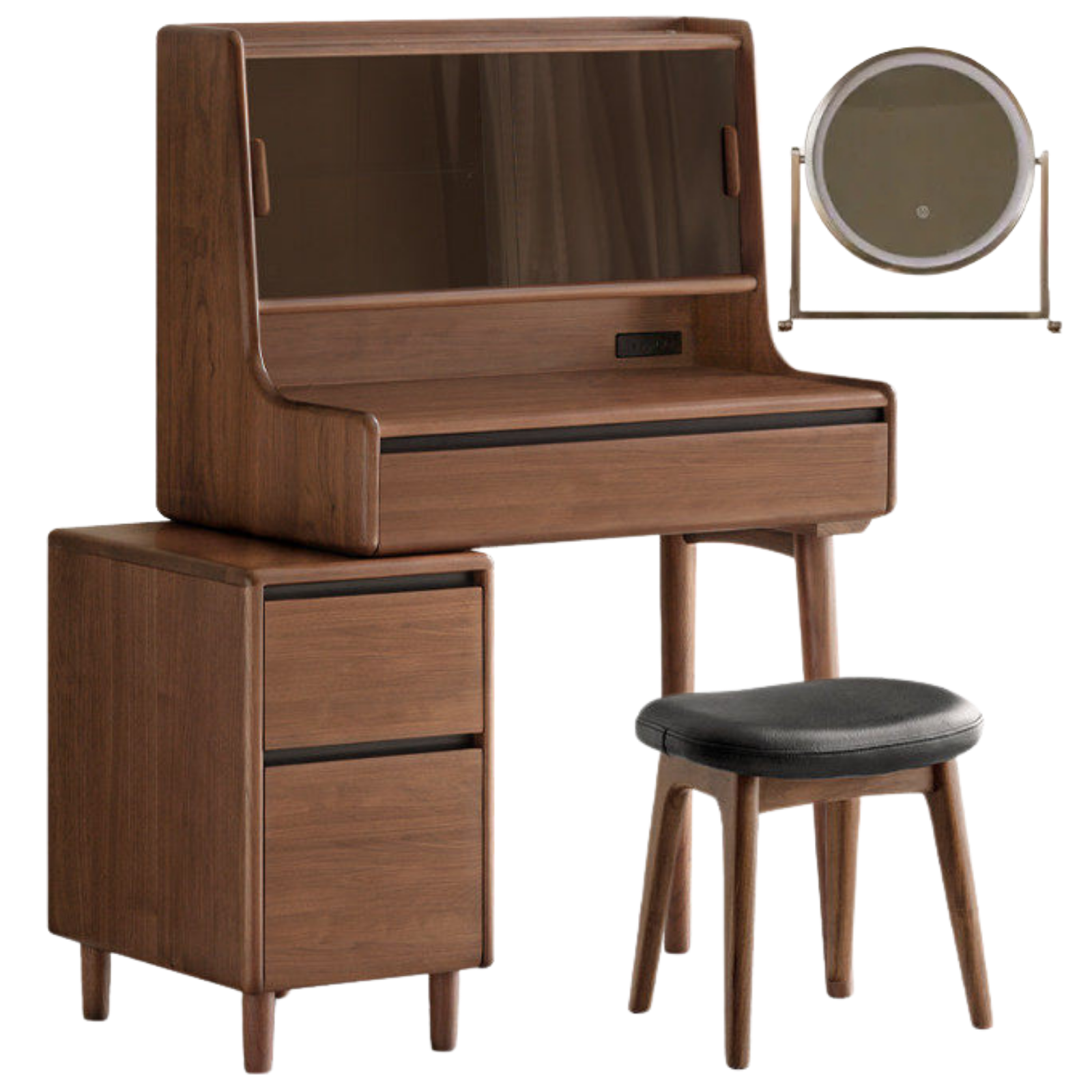 Black Walnut, Sandalwood Solid Wood Light Luxury Multifunctional Vanity Table