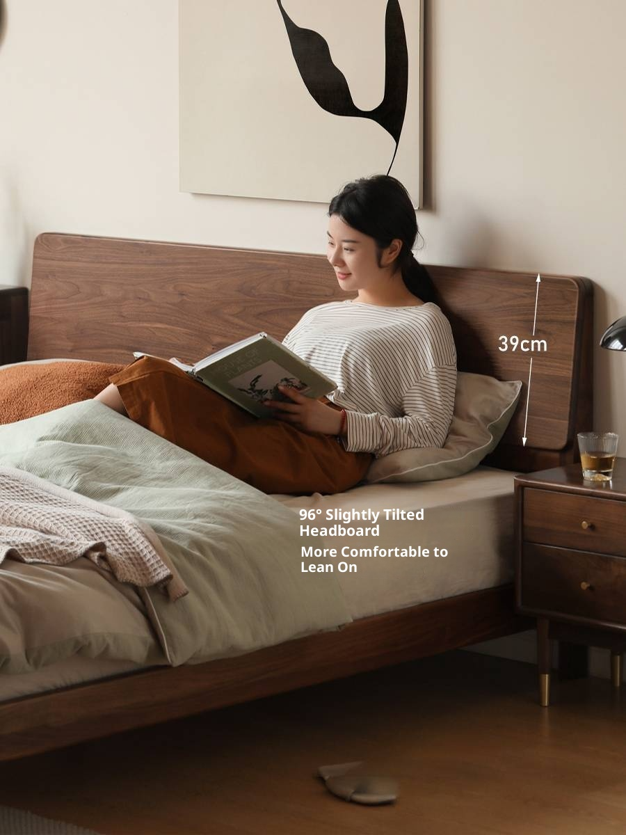 North American Black Walnut, Oak, Catalpa Solid Wood Modern Minimalist Bed