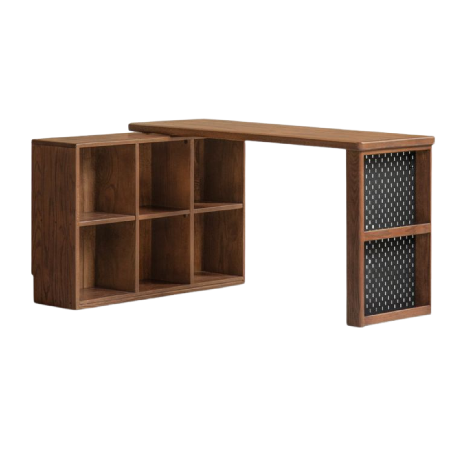 Solid Rubberwood, Oak Solid Wood Telescopic Corner Office Desk