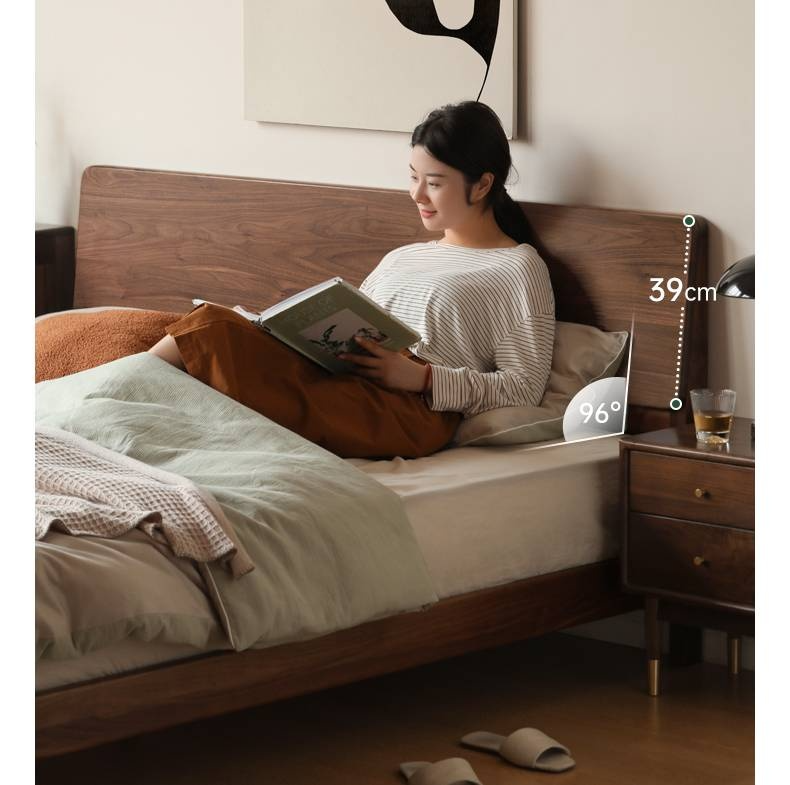 North American Black Walnut, Oak, Catalpa Solid Wood Modern Minimalist Bed