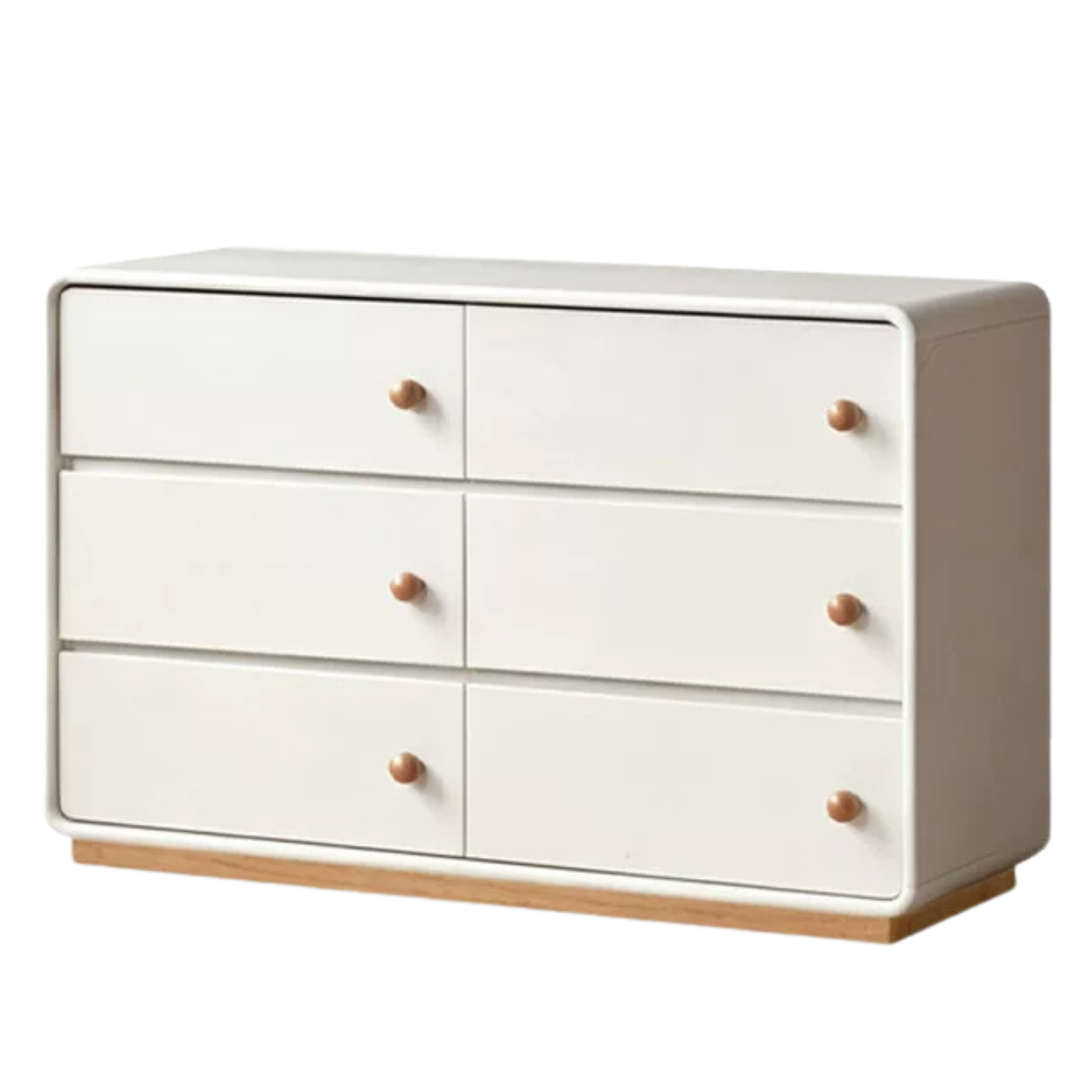 Solid Rubberwood Dresser with Attached Vanity Desk Extension
