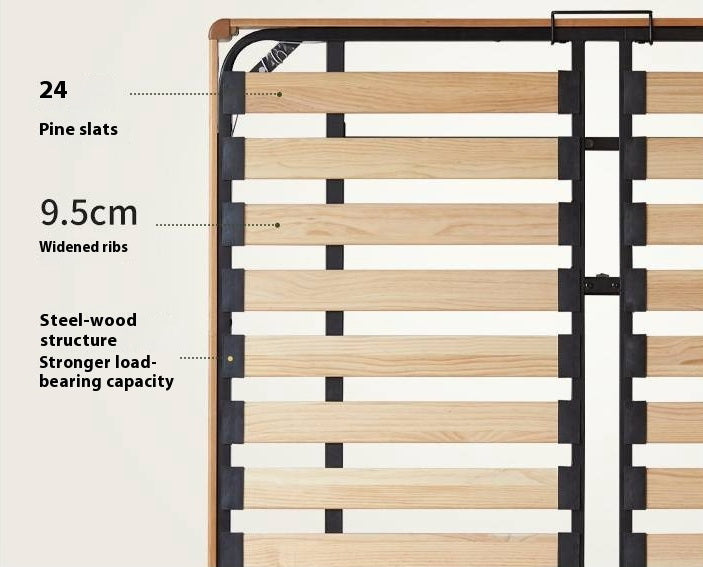 Rubberwood Solid Wood Japanese Style Suspended Platform Bed, Headboard-Free Bed