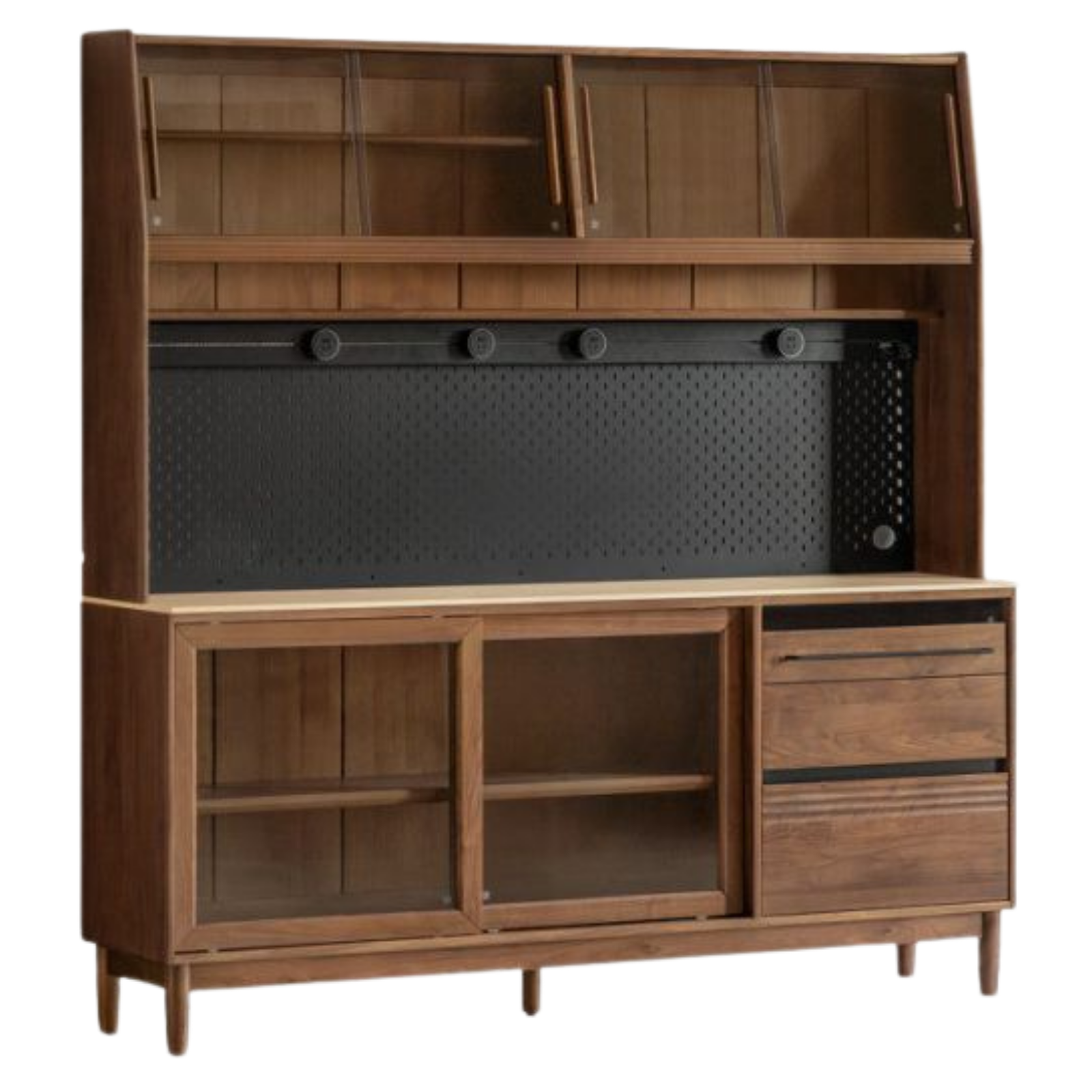 Black Walnut Solid Wood Italian-Style Sideboard – Sleek Buffet Cabinet