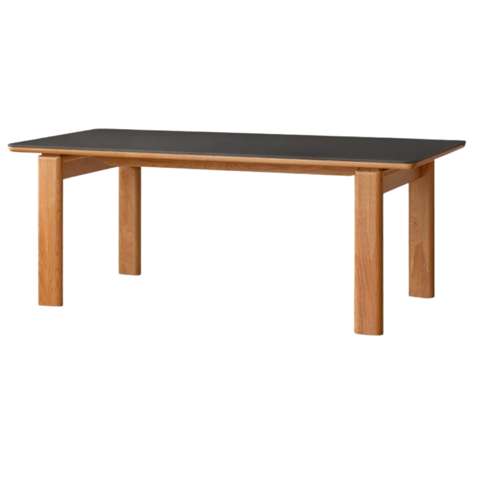 Cherry Solid Wood Vintage Style Slab Dining Table with Sintered Stone Top